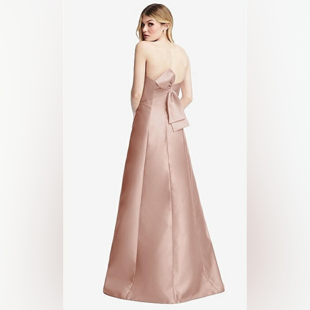 Alfred Sung Dress Satin Twill in Toasted Sugar, Style D842, Light Pink Formal